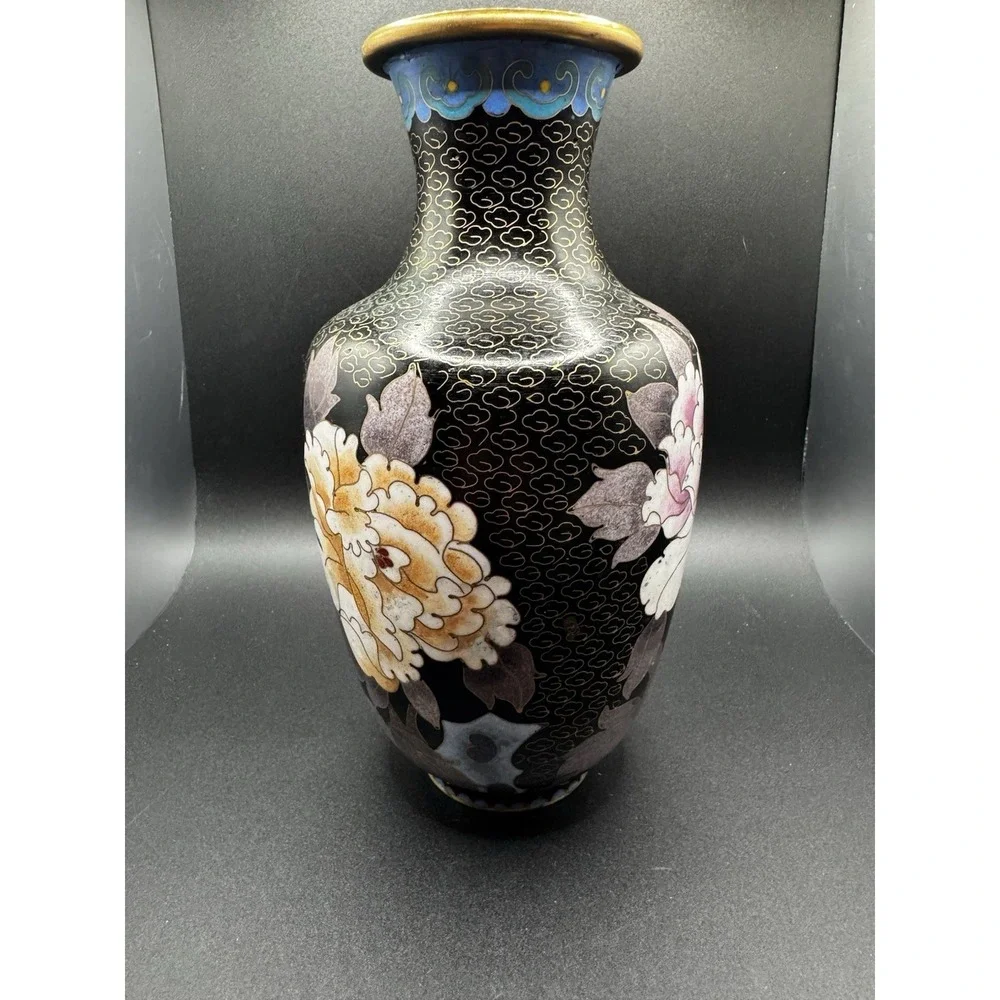 Vintage Brass And Cloisonne Vase China - 8